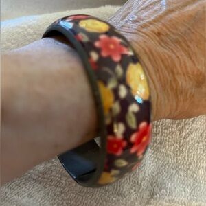 Floral Enamel Bangle Bracelet